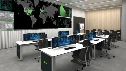 control room with large format screen