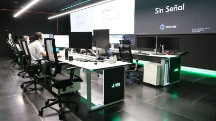 Consola de control sala de control de ciberseguridad