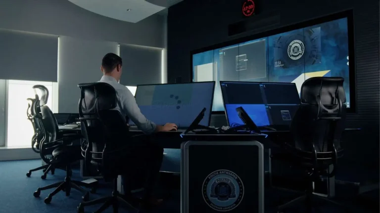 Centro de control de la Policía de Amberes control consoles DeskWall GESAB
